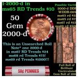 BU Shotgun Lincoln 1c roll, 2000-d 50 pcs Bank Wra