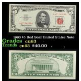 1963 $5 Red Seal United States Note Grades Select