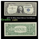 1957 $1 Blue Seal Silver Certificate Grades Gem CU