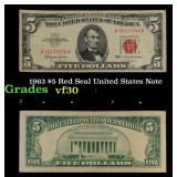 1963 $5 Red Seal United States Note Grades vf++
