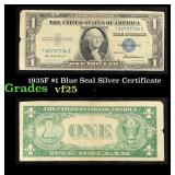 1935F $1 Blue Seal Silver Certificate Grades vf+