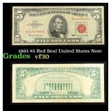 1963 $5 Red Seal United States Note Grades vf++