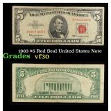 1963 $5 Red Seal United States Note Grades vf++