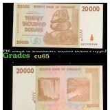 2008 Reserve Bank of Zimbabwe 20,000 Dollars Hyper
