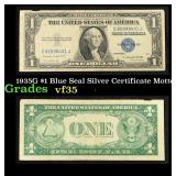 1935G No Motto $1 Blue Seal Silver Certificate Gra