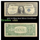 1957 $1 Blue Seal Silver Certificate Grades vf+