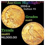 *Highlight* 1916-s Gold Indian Half Eagle $5 Selec
