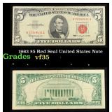 1963 $5 Red Seal United States Note Grades vf++