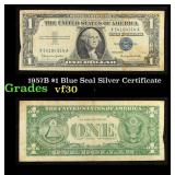 1957B $1 Blue Seal Silver Certificate Grades vf++