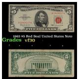 1963 $5 Red Seal United States Note Grades vf++