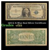 1957A $1 Blue Seal Silver Certificate Grades vf+
