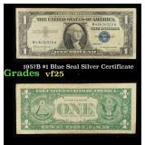 1957B $1 Blue Seal Silver Certificate Grades vf+