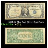 1957B $1 Blue Seal Silver Certificate Grades vf+