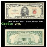 1963 $5 Red Seal United States Note Grades vf++