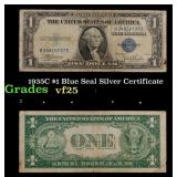 1935C $1 Blue Seal Silver Certificate Grades vf+