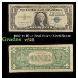 1957 $1 Blue Seal Silver Certificate Grades vf+