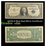 1957B $1 Blue Seal Silver Certificate Grades vf++