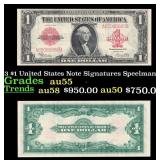 1923 $1 United States Note Grades Choice AU Signat