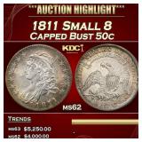 1811 Small 8 Capped Bust Half Dollar 50c ms62 USCG