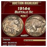 1914-s Buffalo Nickel 5c ms65+ SEGS