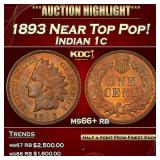 1893 Indian Cent Near Top Pop! 1c ms66+ rb SEGS