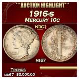 1916-s Mercury Dime 10c ms67 SEGS