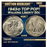 1943-d Walking Liberty Half Dollar TOP POP! 50c ms