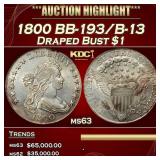 1800 Draped Bust Dollar BB-193/B013 $1 ms63 SEGS