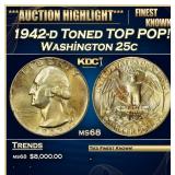 1942-d Washington Quarter Toned TOP POP! 25c ms68