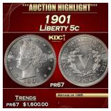 1901 Proof Liberty Nickel 5c pr67 SEGS