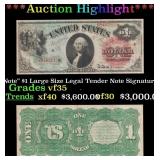 1869 $1 Large Size Legal Tender Note "Rainbow Note