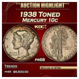 1938 Proof Mercury Dime Toned 10c pr68 SEGS