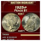 1925-p Peace Dollar $1 ms67+ SEGS