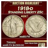 1918-d Standing Liberty Quarter 25c ms65 FH SEGS
