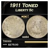 1911 Liberty Nickel Toned 5c Grades Choice Unc