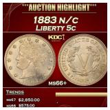 1883 n/c Liberty Nickel 5c ms66+ SEGS