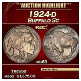 1924-d Buffalo Nickel 5c Select Unc USCG