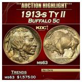 1913-s Ty II Buffalo Nickel 5c ms63 USCG