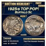 1925-s Buffalo Nickel TOP POP! 5c ms66 SEGS
