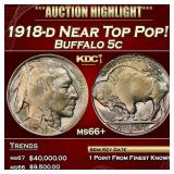 1918-d Buffalo Nickel Near Top Pop! 5c ms66+ SEGS