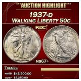 1937-d Walking Liberty Half Dollar 50c ms67+ SEGS