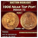 1906 Indian Cent Near Top Pop! 1c ms66+ rd SEGS