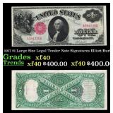 1917 $1 Large Size Legal Tender Note Grades xf Sig