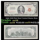 1966 $100 Red Seal United States Note Grades Choic