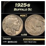 1925-s Buffalo Nickel 5c Grades Choice AU/BU Slide