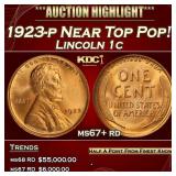 1923-p Lincoln Cent Near Top Pop! 1c ms67+ rd SEGS