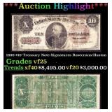 1890 $10 Treasury Note Grades vf+ Signatures Rosec