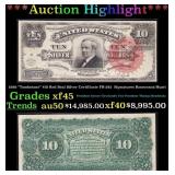 1886 $10 Red Seal Silver Certificate "Tombstone" F