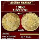 1886 Liberty Nickel 5c ms65+ SEGS