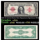 1923 $1 United States Note Grades vf++ Signatures